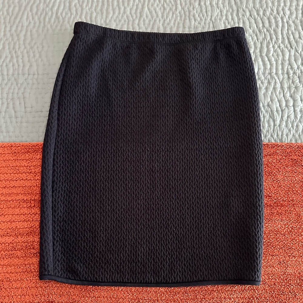 Navy blue stretch knit pencil skirt